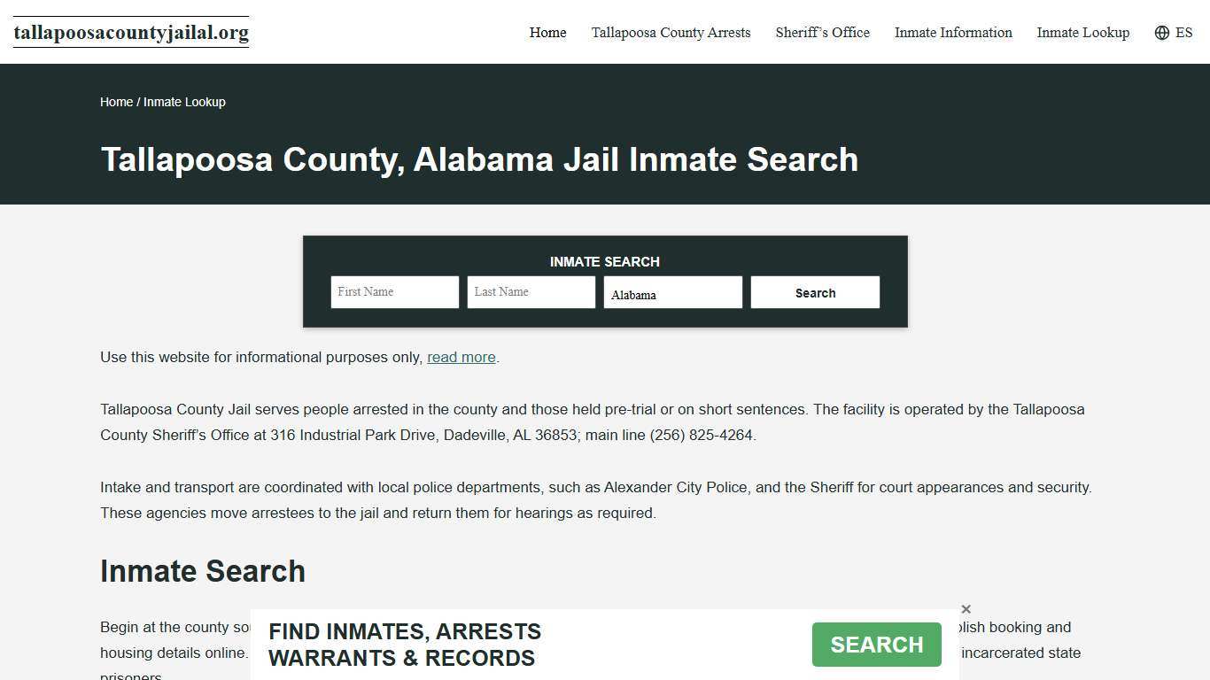 Tallapoosa County, AL Incarcerated Records Lookup